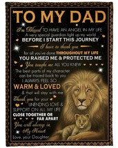 Lion Father &amp; Daughter Art Blanket Thank You Dad Custom Letter Quote Blankets - £46.41 GBP+