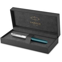 Parker 51 Fountain Pen | Teal Blue Barrel with Chrome Trim | Fine Nib with Black - £79.57 GBP