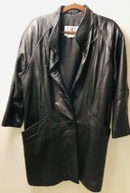 LNR WOMEN&#39;S VINTAGE LEATHER WIGGLE COAT JACKET  SIZE S BIG POCKETS CHUNK... - $41.58