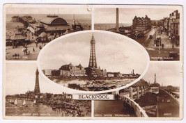 Postcard Lancashire UK Blackpool Pier Beach Yachts Parade &amp; Promenade Multi View - £2.73 GBP