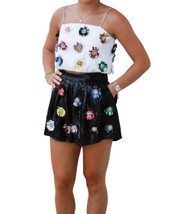 Queen Of Sparkles sequin flower tank top in White - size XS - £104.45 GBP