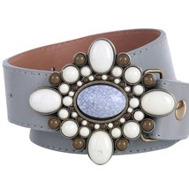 Grey and White Embellished Buckle Belt Size XL - £13.37 GBP