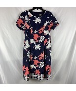 Women&#39;s Vince Camuto Blue Floral Dress NWT Career Cocktail Size 8 Lining - $438.67 MXN