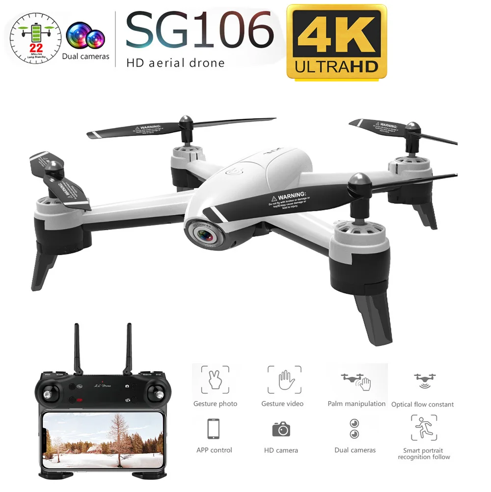 SG106 Quadcopter WiFi FPV RC HD Dual Camera Drone 4K Camera Optical Flow... - £57.93 GBP+