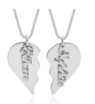 Broken Heart Personalized Necklace Set: Sterling Silver, 24K Gold, Rose Gold - $149.99