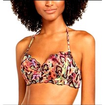 SUNDAZED Bikini Top 32/C Neon Colorful Snake Nixie Underwire Halter Swim... - $18.69