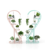 5 Tier Metal Plant Stand with Hanging Hook for Multiple Plants-Pink &amp; Bl... - $208.38 CAD
