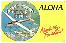 Glider Rides Dillingham Airfield North Shore Sail Hawaiian Skies Postcard 1986  - $9.85