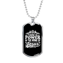 Power In Jesus Christian Necklace Stainless Steel or 18k Gold Dog Tag 24&quot; Chain - £38.16 GBP+