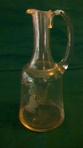 VINTAGE CLEAR GLASS PITCHER DECANTER WITH ETCHED BUTTERFLY &amp; LEAVES - $76.00