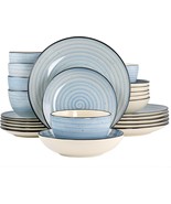 Elama Gia 24 Piece Round Stoneware Dinnerware Set in Light Blue 6 Place ... - €89,52 EUR