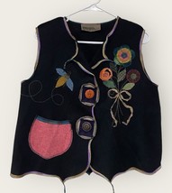 Wool Art Vest Women Medium Cottagecore Boho Art To Wear - $27.81