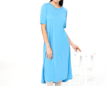 LOGO Lori Goldstein Print or Solid Seamed Knit Midi Dress- Azure Blue, S... - £20.24 GBP