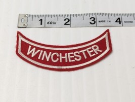 Winchester Red White NRA Hunting Rocker Tab Ribbon 3.5&quot; Patch IronOn Emb... - £10.94 GBP