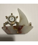 Marble Crafted Onyx Clock Ship Display 5” Flawed Nautical Paperweight - $711.88 MXN