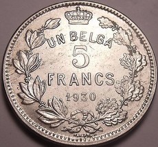 Huge Belgium 1930 5 Francs~First Year Ever Minted - £16.40 GBP