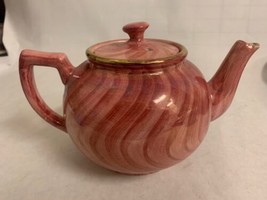 Vintage Arthur Wood England Art Deco Aladdin Teapot PINK Hand Painted - £28.80 GBP