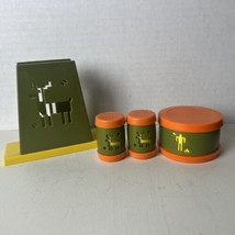 Vintage St. Labre School Retro Green &amp; Orange 4 Piece Kitchen Set Great Cond. - $18.32