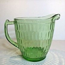 Vintage Depression Jeannette Green Hex Optic Honeycomb Glass Pitcher 5&quot;  - £14.13 GBP