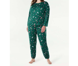 Joyspun Women’s Long Sleeve Tee &amp;Joggers 2-Pcs Pajama Set, Green Size L ... - £18.27 GBP