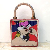 Boutique De FGG Strawberry Print Acrylic PU Women Tote Purses Box Handbags Bambo - £57.36 GBP