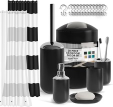 The Clara Clark Bathroom Set Includes A Trash Can, Shower Curtain Set, Soap - £36.35 GBP