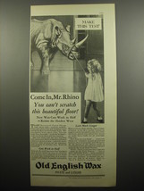 1932 Old English Wax Ad - Come in, Mr. Rhino you can&#39;t scratch this - £15.01 GBP