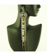 NEW 7.25&quot; Dangle Rhinestone, Faux Pearl &amp; Silver Chain Pierced Earrings ... - £7.18 GBP