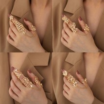 Kissa Rhinestone Full Finger Double Ring - £12.18 GBP