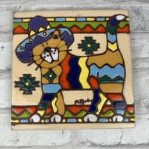 Earthtones Southwestern Cat Art Tile Trivet Mexican Hat Sombrero 2006 6x... - £11.13 GBP