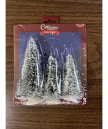 Cobblestone corners Winter Village 3 Green Trees with Snow - e1108 - $145.95 MXN