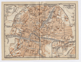 1914 Antique Map Of Kaliningrad Königsberg East Prussia Russia Germany - £27.80 GBP