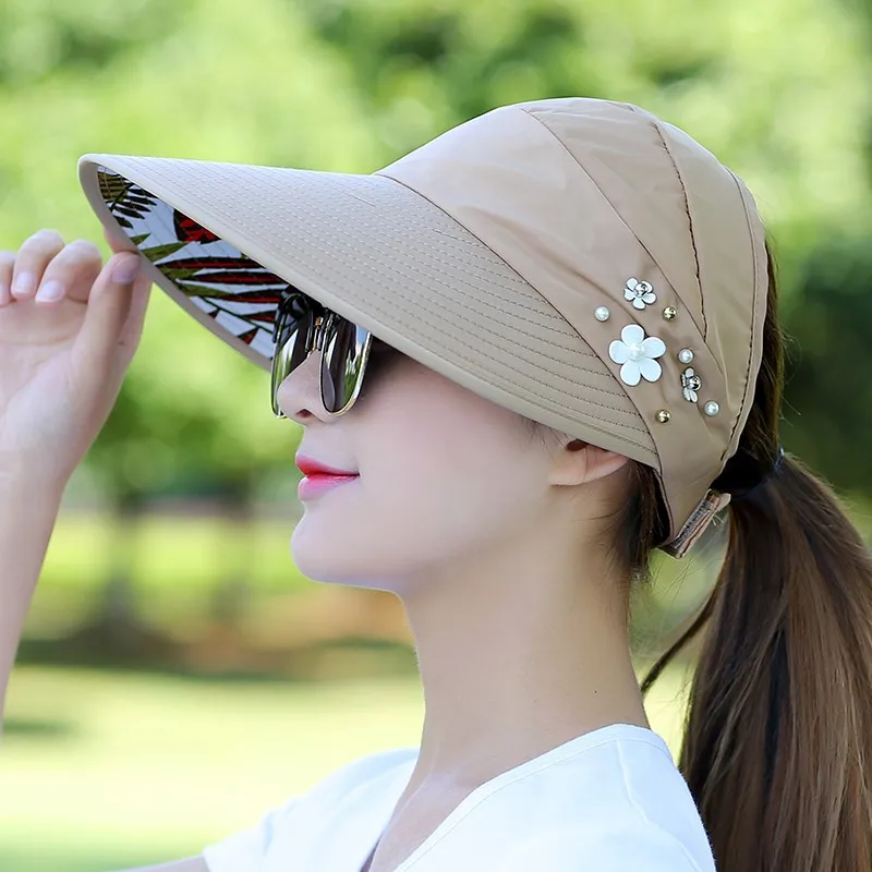 Summer Hats For Women Foldable  Hat  Flower  creen Floppy Cap Female Outdoor wid - £82.44 GBP