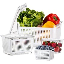 Fresh Container, 3Pack Produce Saver Container Bpa Free Fridge Organizer... - $67.99