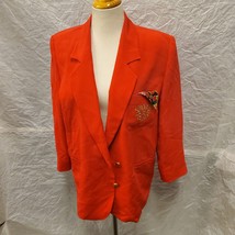 Sak&#39;s Fifth Avenue Women&#39;s Red Blazer and Pocket Square Size 10 - £27.69 GBP