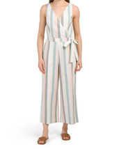 NEW LUCKY BRAND WHITE GREEN STRIPES BELTED COTTON JUMPSUIT SIZE XL $129 - £47.85 GBP