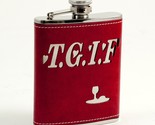 Bey-Berk Red 6 oz Leather T.G.I.F. Flask with Stitching One Size - £35.27 GBP