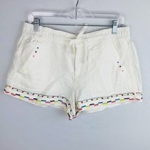 Lou &amp; Grey Shorts White Casual Linen Blend Embroidered Detail Shorts S - £14.61 GBP