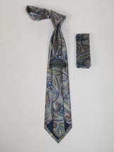 Men's Vito Rofolo From Italy Tie Hankie Gift Boxed 100% Silk VR-34 Brown Paisley image 3