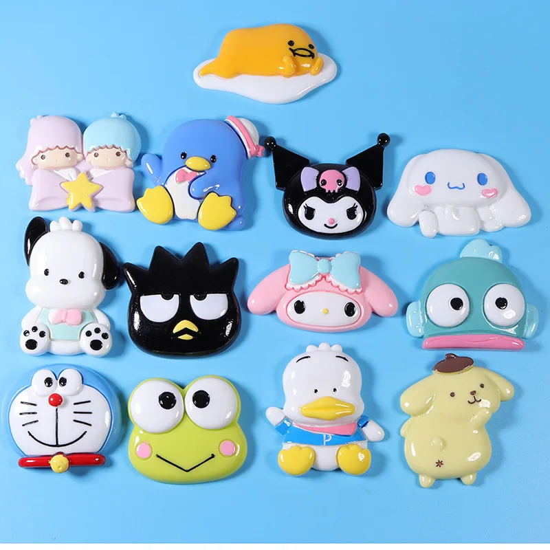 5Pcs Cartoon Anime Sanrio Resin Patch Accessories Hangyodon Gudetama Kuromi - £6.30 GBP