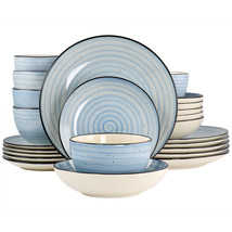 Elama Gia 24 Piece Round Stoneware Dinnerware Set in Light Blue - $2,830.13 MXN