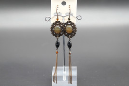 Jewdi Yellow Agate Crystal Handmade Earrings (HE06F138) - $64.99