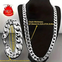 2pcs/Set Men &amp;Women&#39;s Necklace Bangle Set Classic Fashion Y2K Stainless ... - $13.89