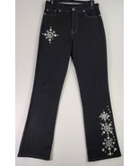DG2 Diane Gilman Jeans Womens 8 Black Silver Studded Embellished Boot Cu... - £41.94 GBP