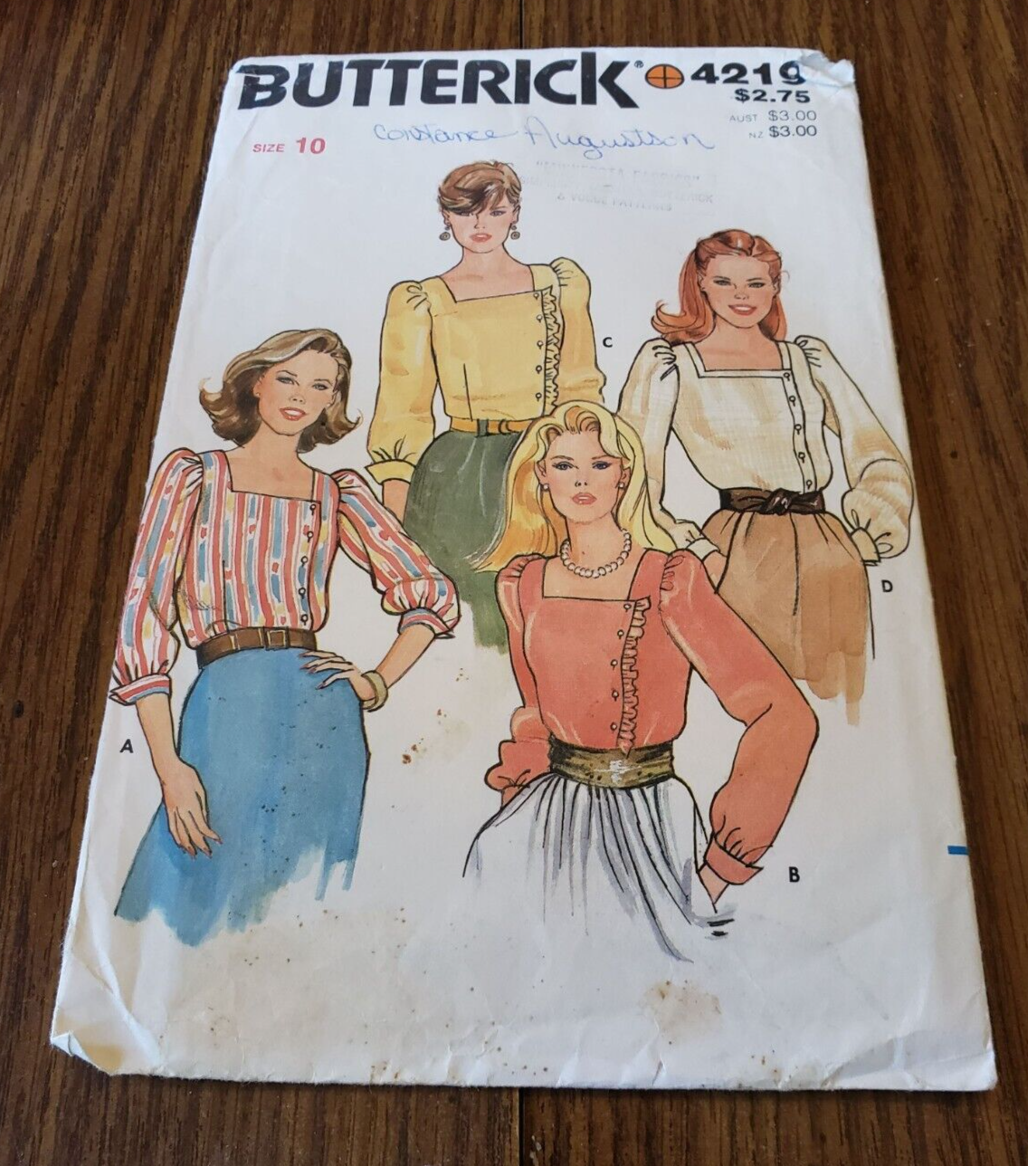 Primary image for Butterick 4219 Vintage size 10 Square Neck blouses