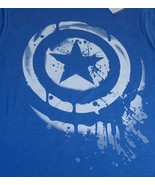 Marvel Captain America Mens T-shirt Blue Painted Logo Small White Avengers - $9.46 CAD