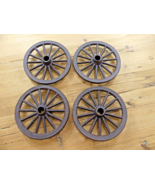 4 Small Cast Iron Wagon Wheel 6 3/4&quot; Wide Table Cart Wheels Spoke Rustic... - $112.10 CAD