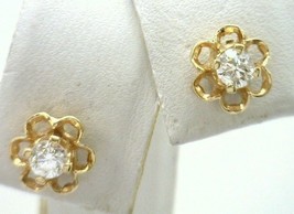 3Ct Rundschliff Diamant Blütenform Solitaire Ohrringe 14k Gelbgold Finish - £91.15 GBP