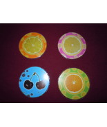 NEW SET of 4 Plastic Cocktail Drink Coasters w/ Drink Recipes &amp; Fruit Pi... - $3.99