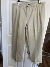 Izod Chino Beige Khaki Pants Straight Fit Size Men’s 38 x 29 Pleated Front Cuffs - £9.55 GBP